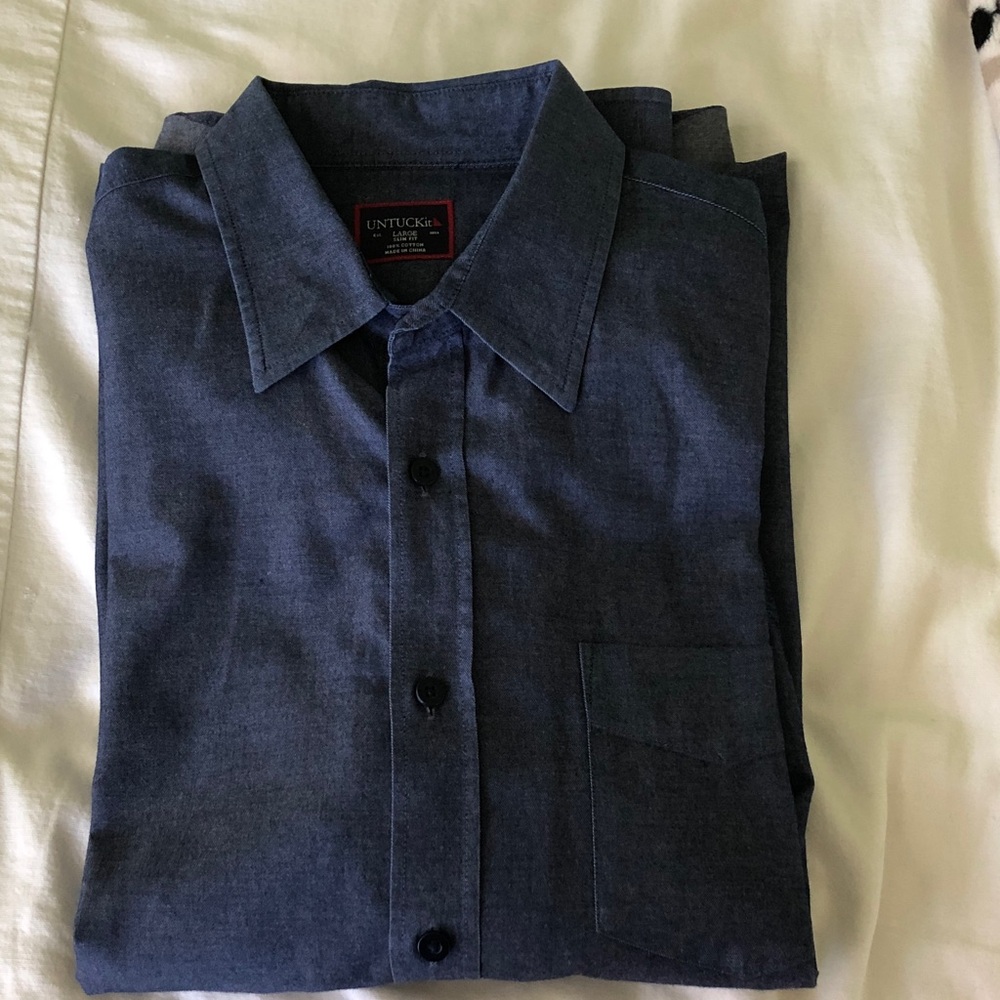 UNTUCKit Men's Button-Up Shirt Jacket in blue